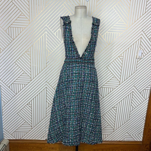 Zara Tweed Plaid Sleeveless Jumper Overall Dress in Green Size US Small - Picture 2 of 11